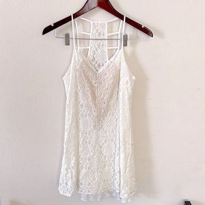 White Lace Crochet Summer Dress